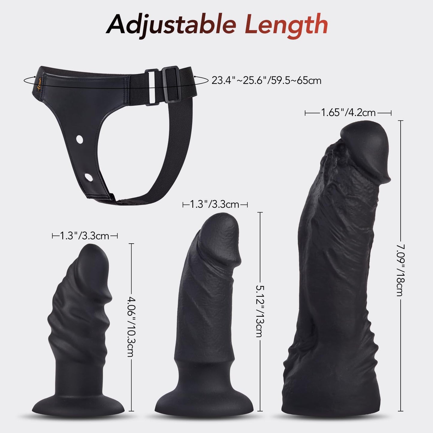 Strap on Dildo Adult Toys - UTIMI Strapon 3 Removable Realistic Silicone Dildos Consoladores Wearable Dildo Pants G-Spot Stimulator Strap on Harness for Women & Lesbian Couples Sex Toys, Black