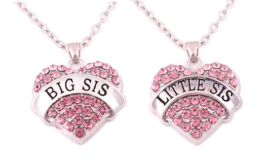 Charm.L Grace Crystal Heart Necklaces Set Mom Big Sis Middle Lil Sister