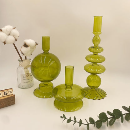 Candlestick Holders, Glass Candle Holders for Table Centerpiece, Taper Candle Stand Modern Style Black Candle Holder for Wedding Decor and Dinner Party (Color : Black)