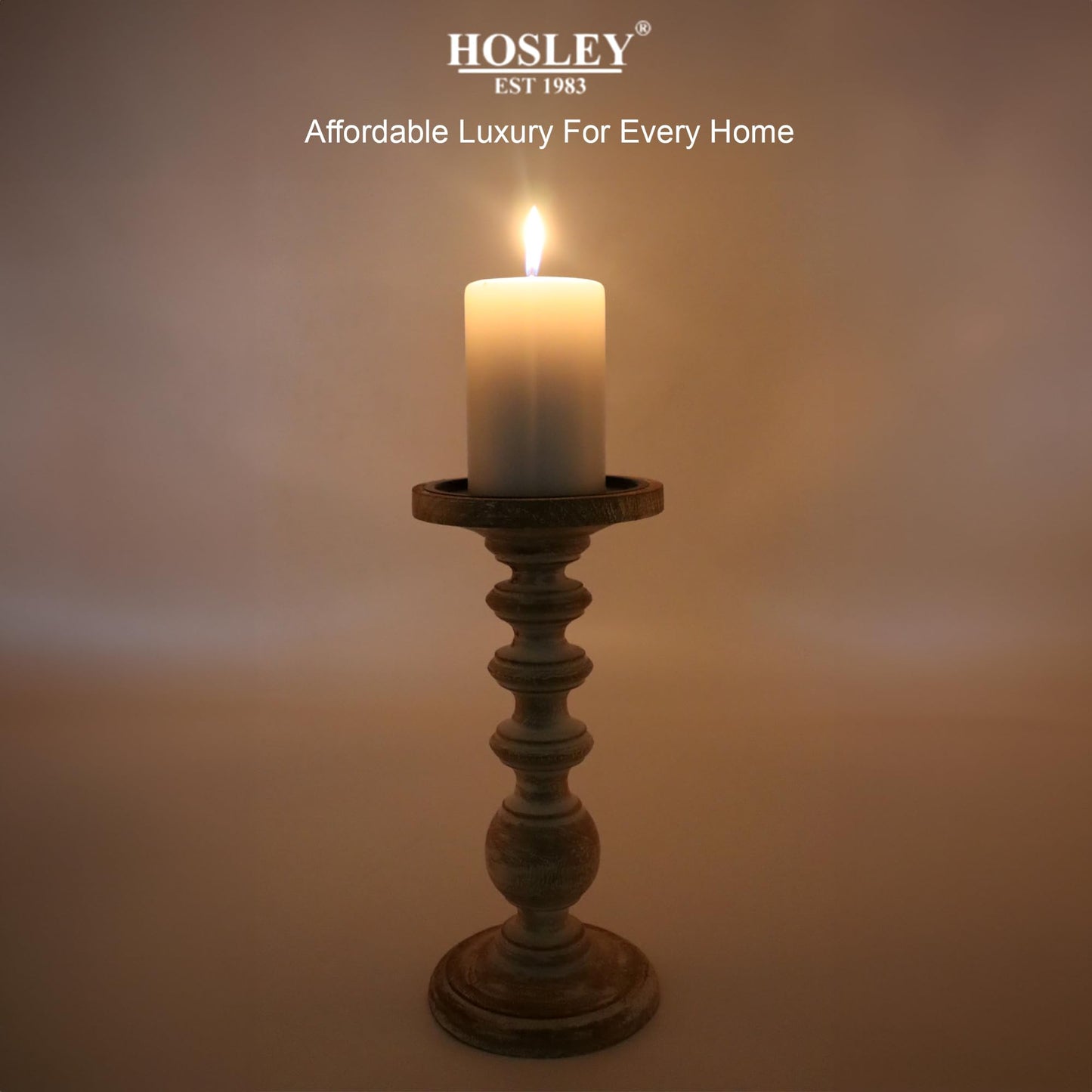 Hosley White Wooden Pillar Candle Holder Country Style 7 Inch High Ideal Gift for Wedding Party Special Occasion or as a Candle Holder W1