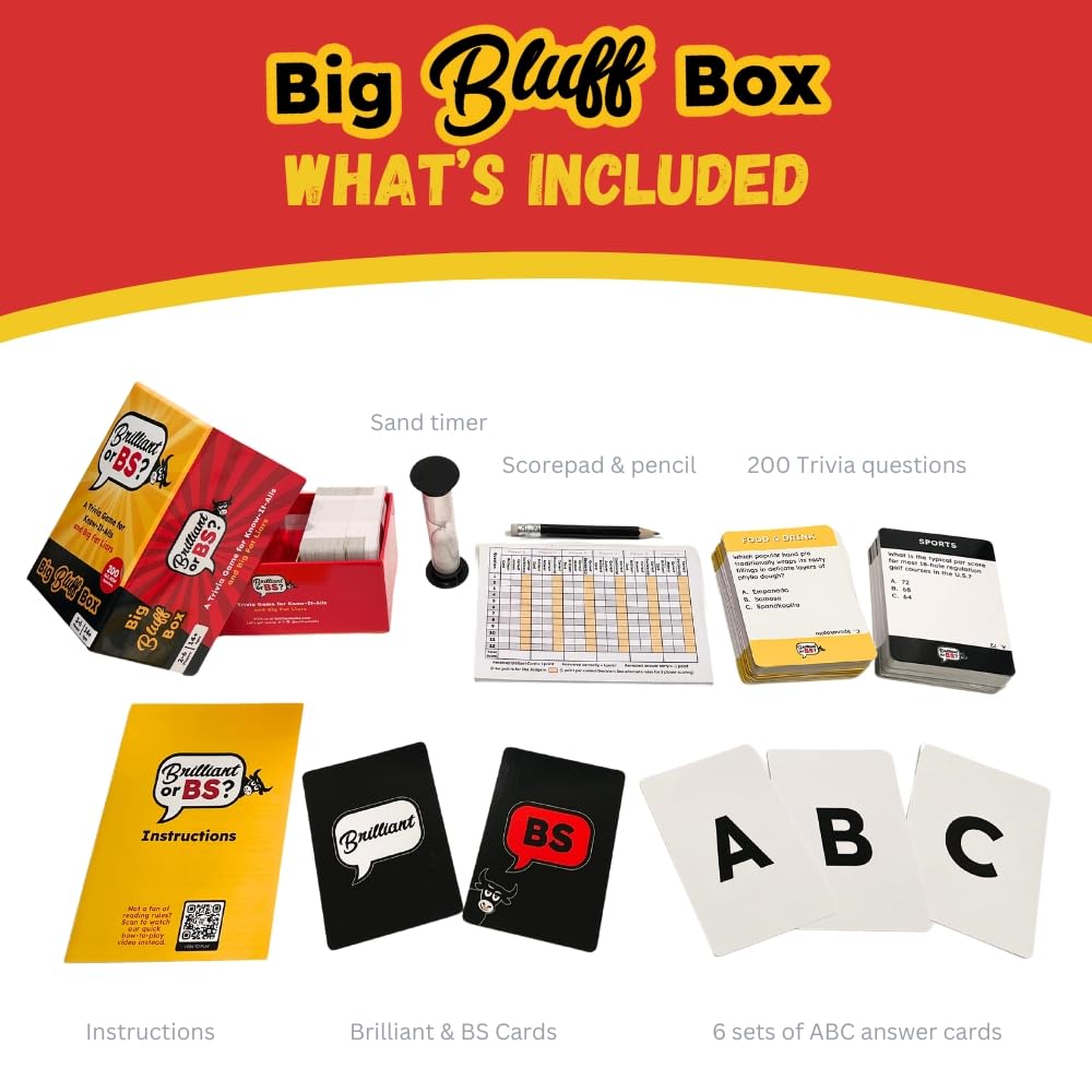 Brilliant or BS? - A Trivia Game for Know-it-Alls and Big Fat Liars - Fun Bluffing Trivia Game for Friends & Family