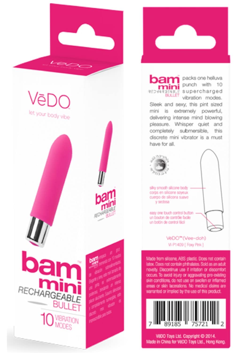 VeDO Bam Mini Rechargeable Bullet Vibrator (Turquoise)