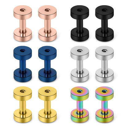 Lcolyoli Screw Fit Ear Gauges Kit Surgical Steel Tunnel Expander Earrings Earlobe Plugs Body Piercing Jewelry Set for Women Men 14G-00G 12 Pieces