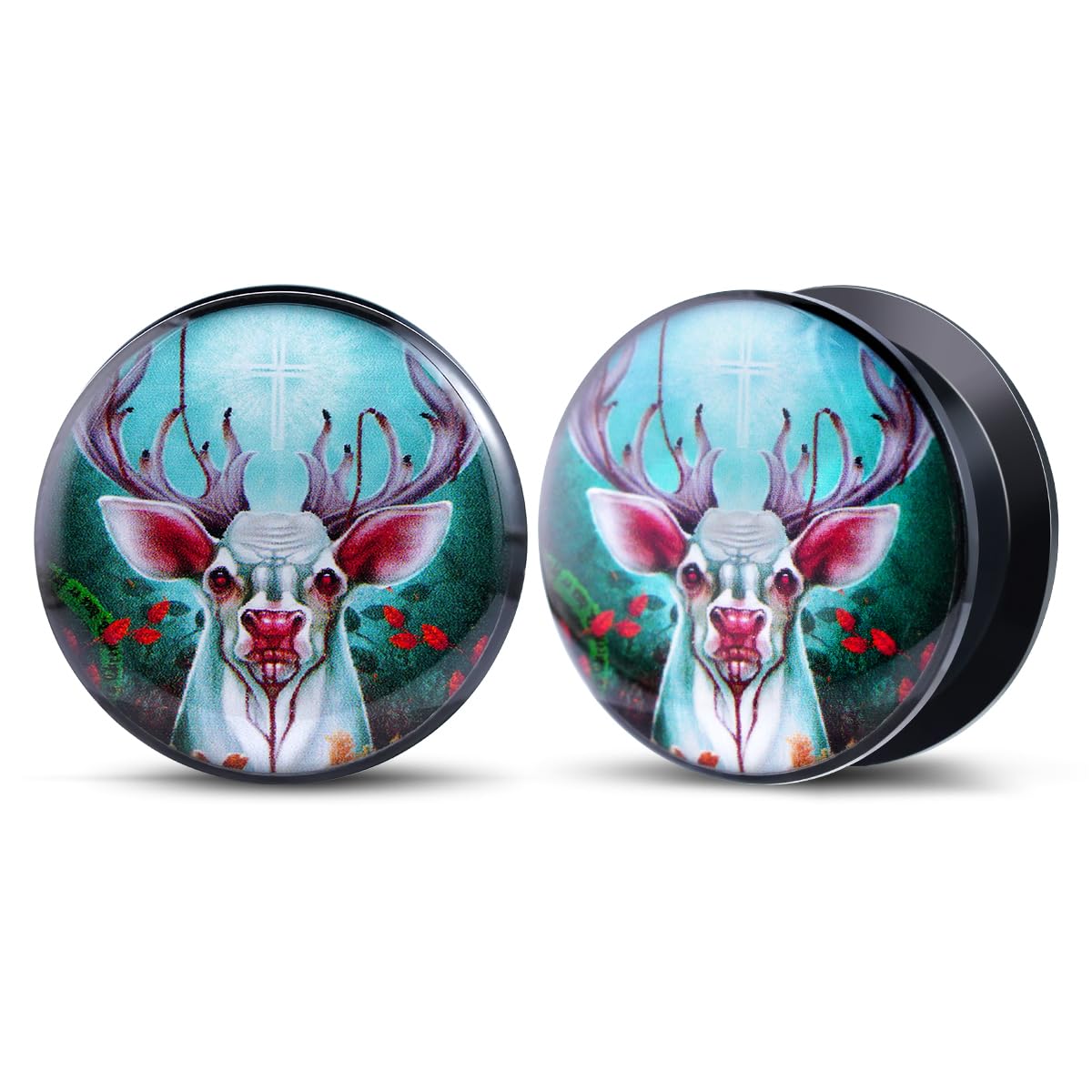 2PCS Acrylic Solid Screw On Ear gauges Art Oil Painting The Scream Epoxy Allergy Free Ear Plugs and Tunnels Stretcher For Women Men Body Piercing Jewelry