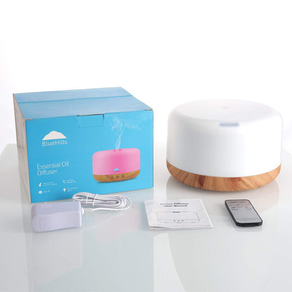 BlueHills Premium 2000 ML XL Essential Oil Diffuser Aromatherapy Humidifier for Large Room Home 40 Hour Run Huge Coverage Area 2 Liter Extra Large Capacity Diffuser Dark Wood Grain (E003)