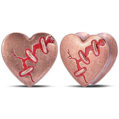 2PCS Ear Gauges Double Flared Plugs Sweet Cool Ear Stretcher Expander Heart Shape Gauge Earrings For Women Cute Piercings 0g-1"