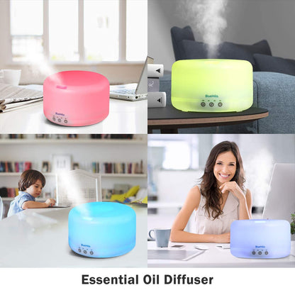 BlueHills Premium 2000 ML XL Essential Oil Diffuser Aromatherapy Humidifier for Large Room Home 40 Hour Run Huge Coverage Area 2 Liter Extra Large Capacity Diffuser Dark Wood Grain (E003)