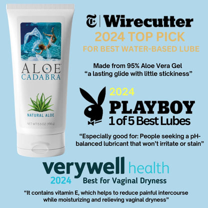Aloe Cadabra Natural Water Based Personal Lubricant and Vaginal Moisturizer, Organic Aloe Lube for Men, Women and Couples, Non-Staining, pH Balanced (Unscented 2.5 Ounces, 1 Pack)