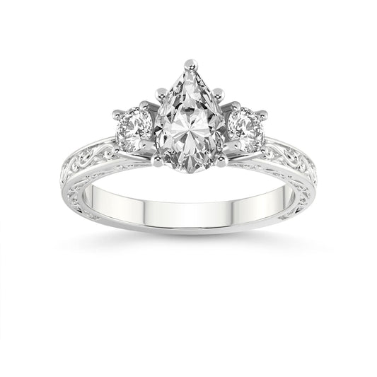 FRIENDLY DIAMONDS 1-5 Carat IGI Certified Lab Grown Diamond Ring | 14K Or 18K White, Yellow Or Rose Gold | Valencia Three Stone Vintage Ring | FG-VS1-VS2 Quality