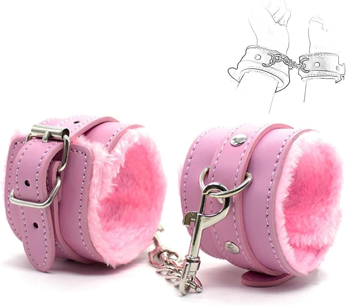 Pink PU Leather Sex Hand Cuffs Bracelets for Women Men Adult Sex Bondage Handcuffs for Wrist Ankle BDSM Set Bed Restraints Sex Kit Sex Straps Sex Fuzzy Handcuffs Set for Bedroom Hoodies Yoga B-3