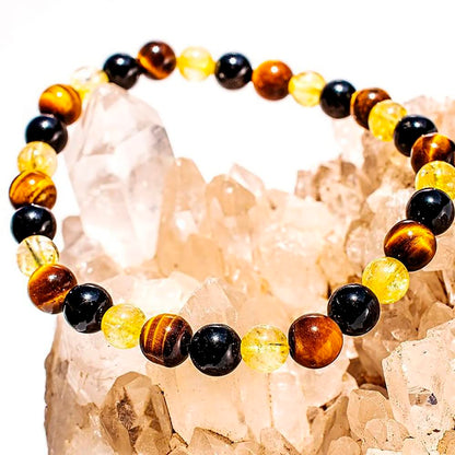 Black Obsidian Hematite Triple Protection Bracelet 10MM beads Set, Blue Tiger Eye Beads Bracelets, Lava Stone bracelets for Men Women