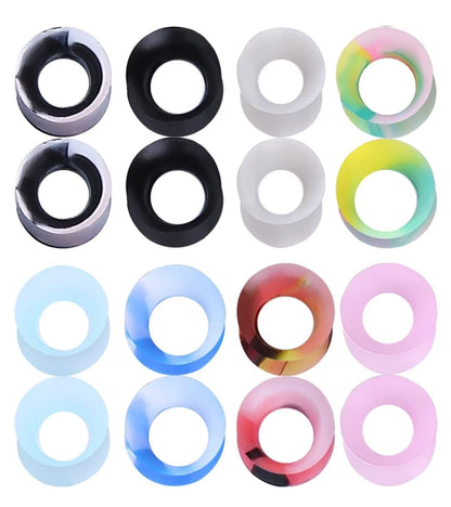 WBRWP 48/32/24/22/20/16/12pcs Ear Tunnels and Plugs - Double Flared Hollow Hard/Soft Silicone Ear Gauges - Ear Expander Stretcher Body Piercing Jewelry 8g-1"
