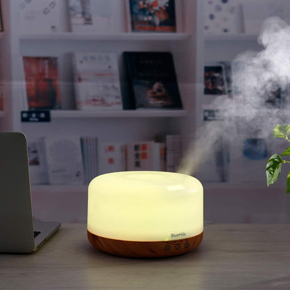 BlueHills Premium 2000 ML XL Essential Oil Diffuser Aromatherapy Humidifier for Large Room Home 40 Hour Run Huge Coverage Area 2 Liter Extra Large Capacity Diffuser Dark Wood Grain (E003)