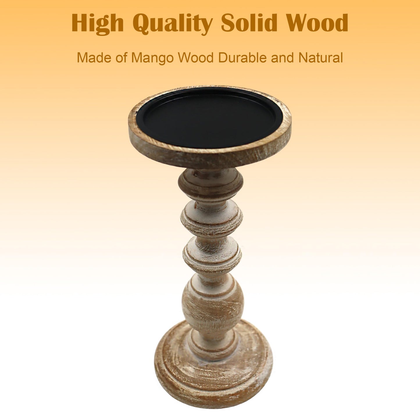 Hosley White Wooden Pillar Candle Holder Country Style 7 Inch High Ideal Gift for Wedding Party Special Occasion or as a Candle Holder W1