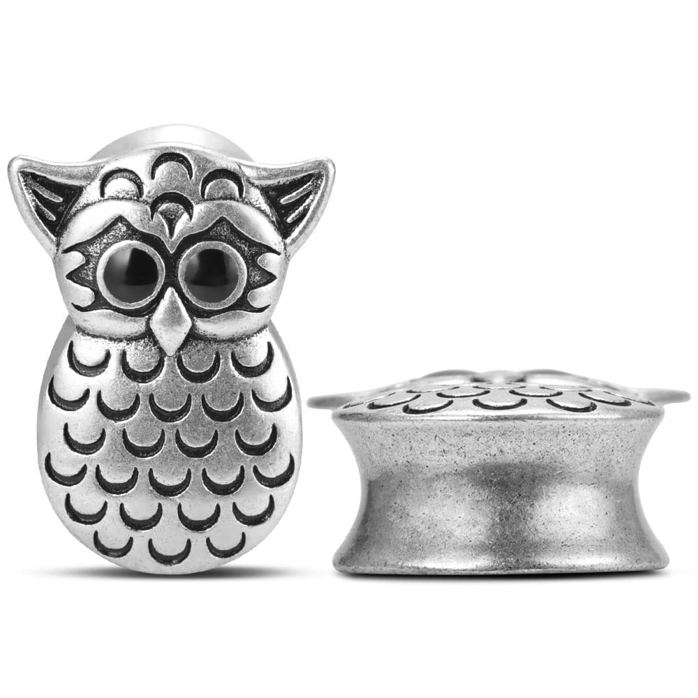 2PCS Owl Saddle Ear Gauges Tunnels Opening Ear Plugs Expander Earrings Stretcher Fashion Body Piercing Jewelry 0g-1"(8mm-25mm)