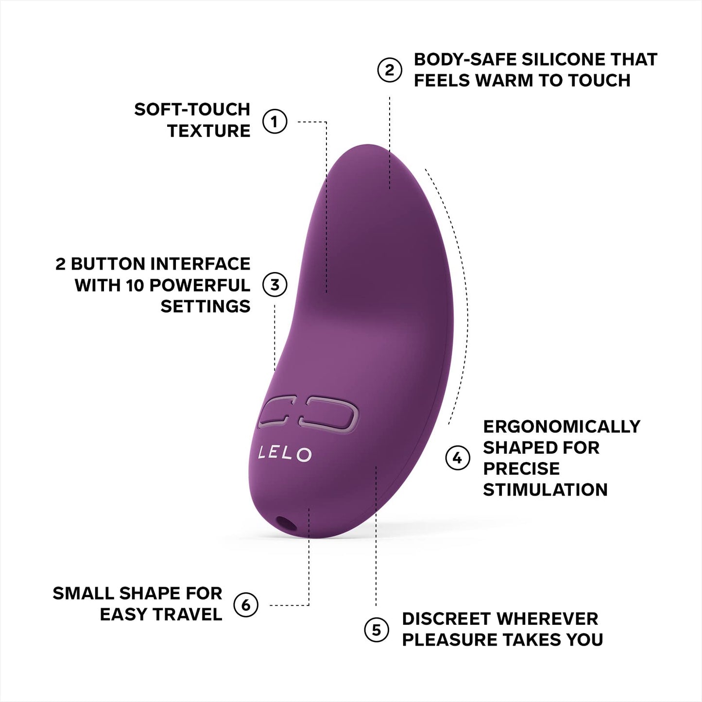 LELO Lily 3 Mini Vibrator for Women Discreet Vibrator Mini Bullet Vibrator with 10 Pleasure Settings Waterproof Vibrator Design, Dark Plum