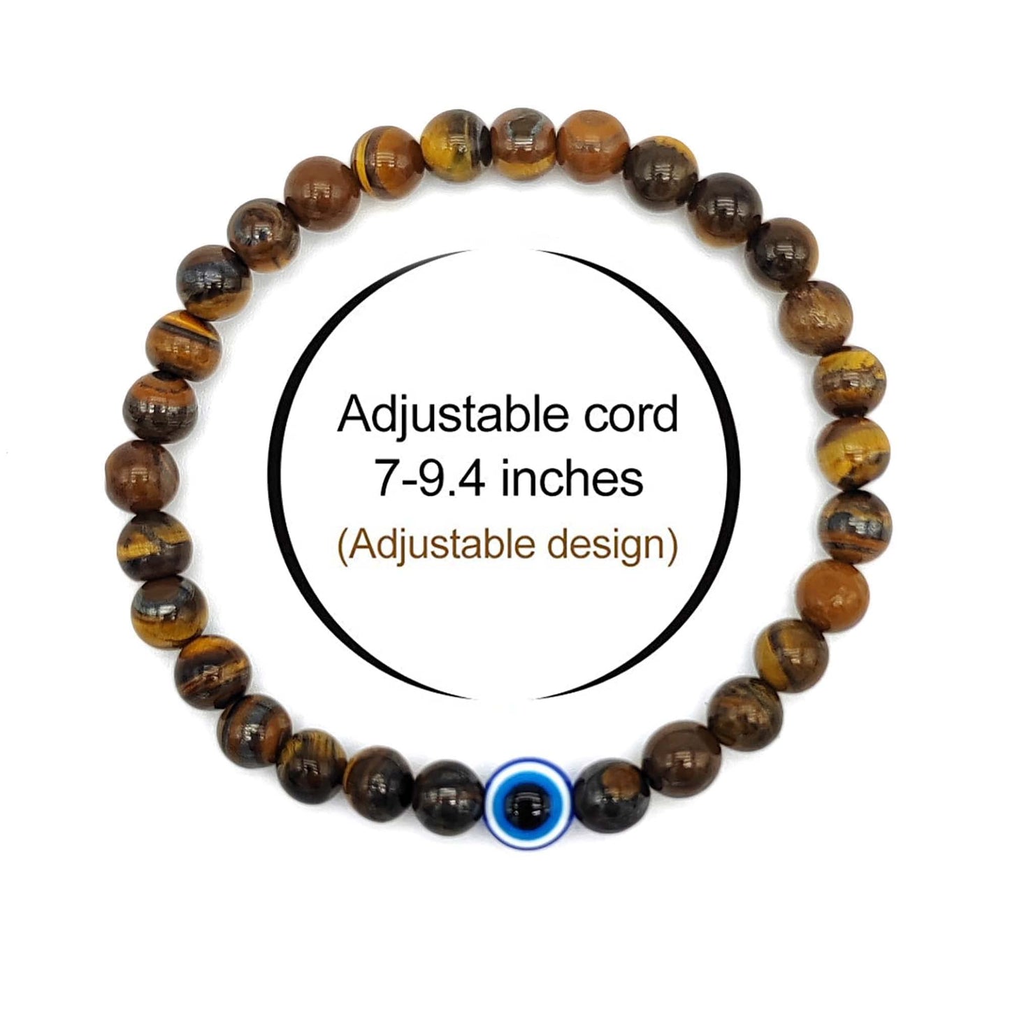 Natural Stone Agate Elastic Evil Eye Bracelet Kit with Charms Adjustable for Men Boyfriend for Gift Boys Stretch Bracelet for son Gifts 6mm