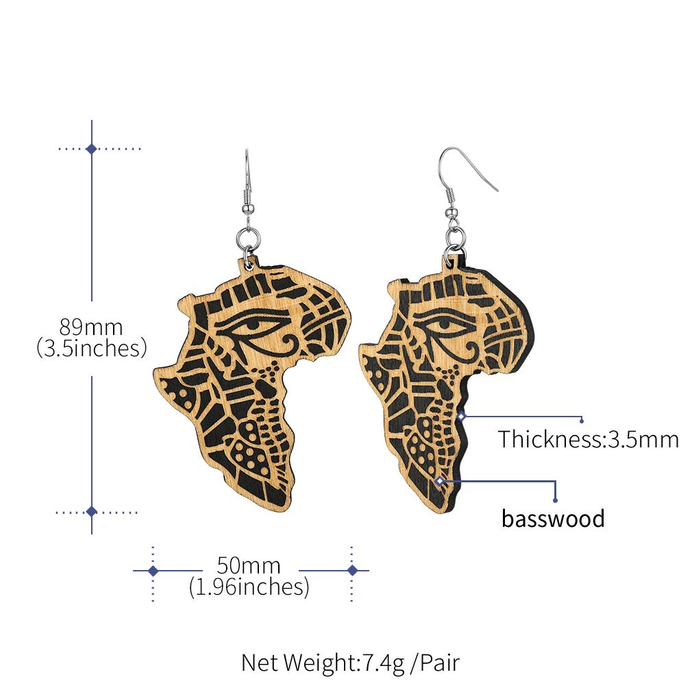 FaithHeart African Map Shaped Drop Earrings Stainless Steel/18K Gold Plated Statement Africa Jewelry Ear Charms for Women Teen Girls