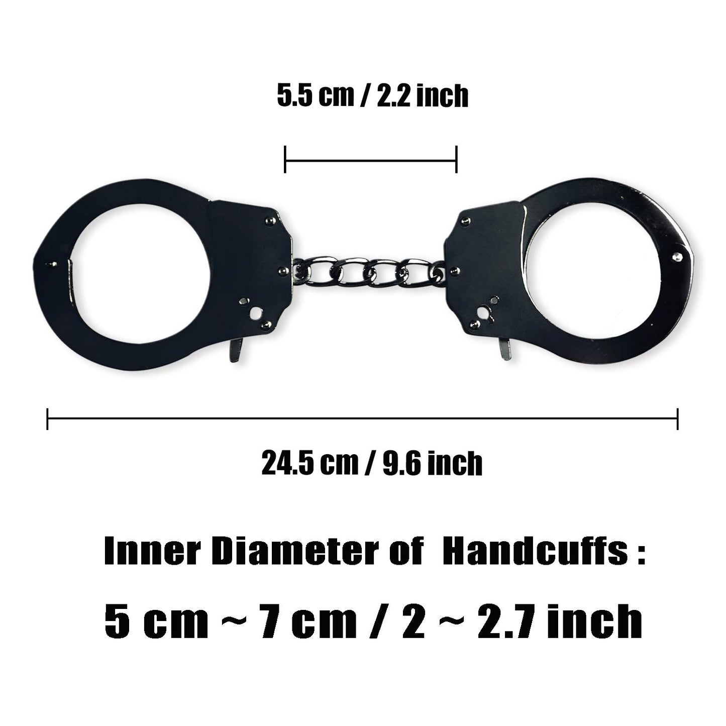 Toy Handcuffs with Keys Metal Toy Handcuffs for Kids (Black)