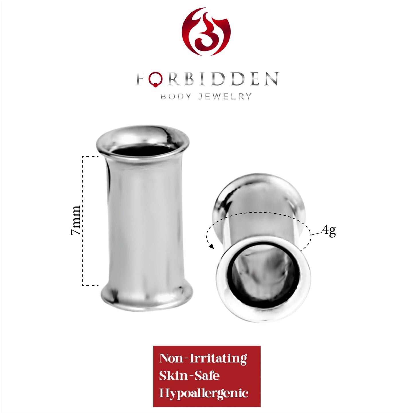 Forbidden Body Jewelry Surgical Steel Ear Gauges, Double Flared Saddle Tunnel Plug Earrings, 5mm - 10mm