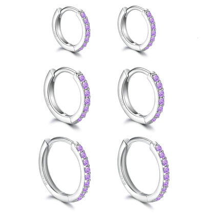 925 Sterling Silver Small Hoop Earrings Cubic Zirconia Huggie Hoop Earrings, 3 Pairs 14K White Gold Plated Cartilage Piercing Earrings Ear Cuff Tiny Hoop Earrings for Women Men
