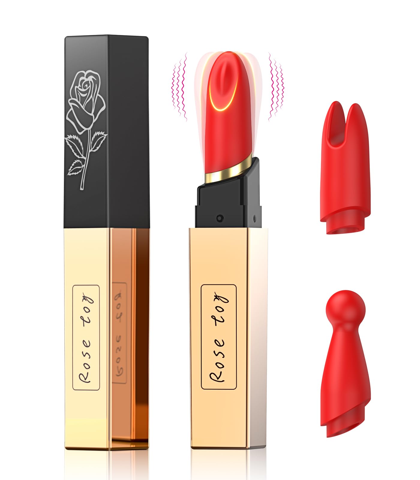 Lipstick Bullet Vibrator Adult Sex Toys, 10 Powerful Vibrations, Mini for Clitoral Stimulation, Rechargeable & Discreet Electric Massagers, Waterproof Portable Rose Toys Women Couples