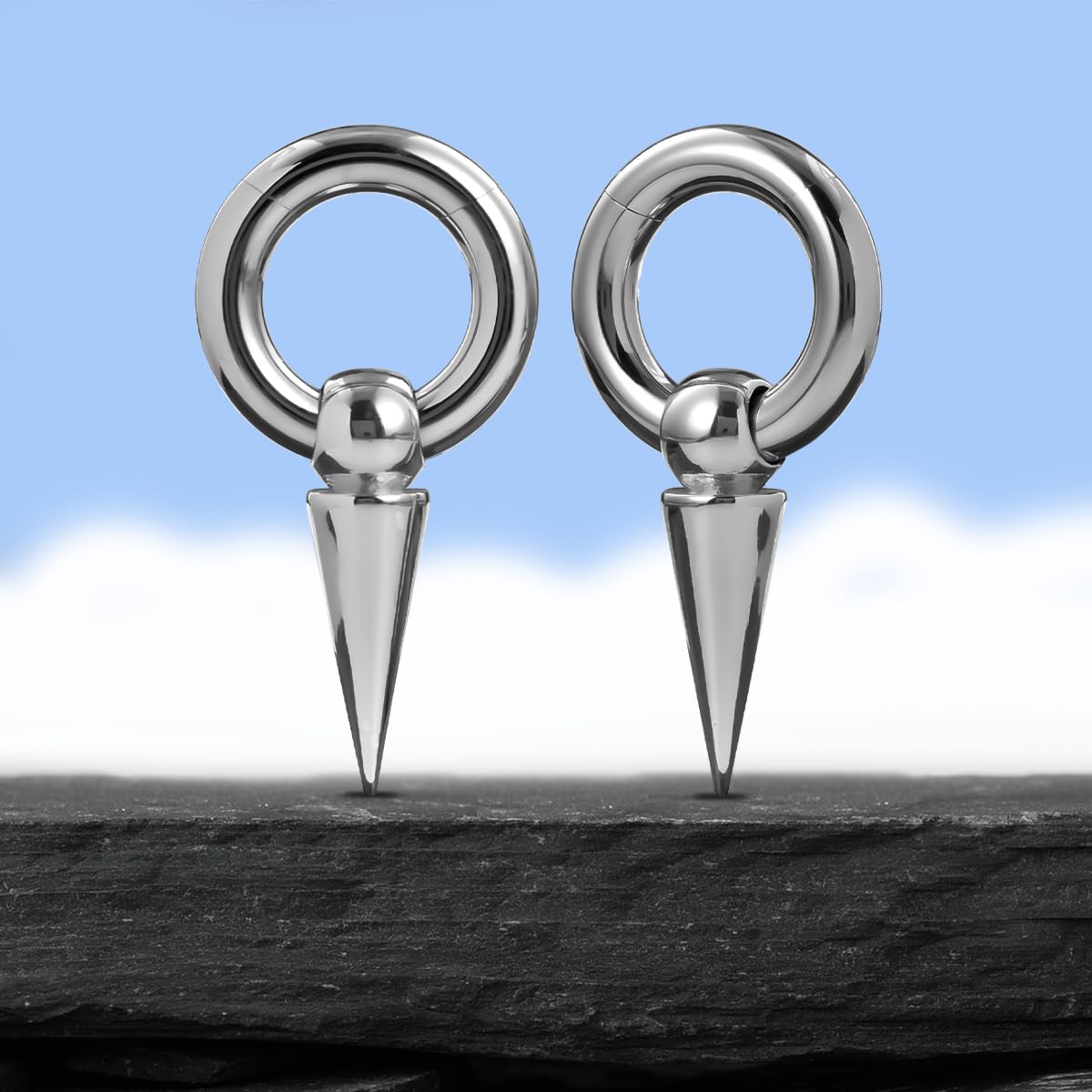 1 Pair Seamless Ear Weight Hoop Gauge Earrings For Stretched Ears Dangle Gauge Hanger 2g 0g 00g Plug Tunnels For Ear Women Body Piercing Jewelry