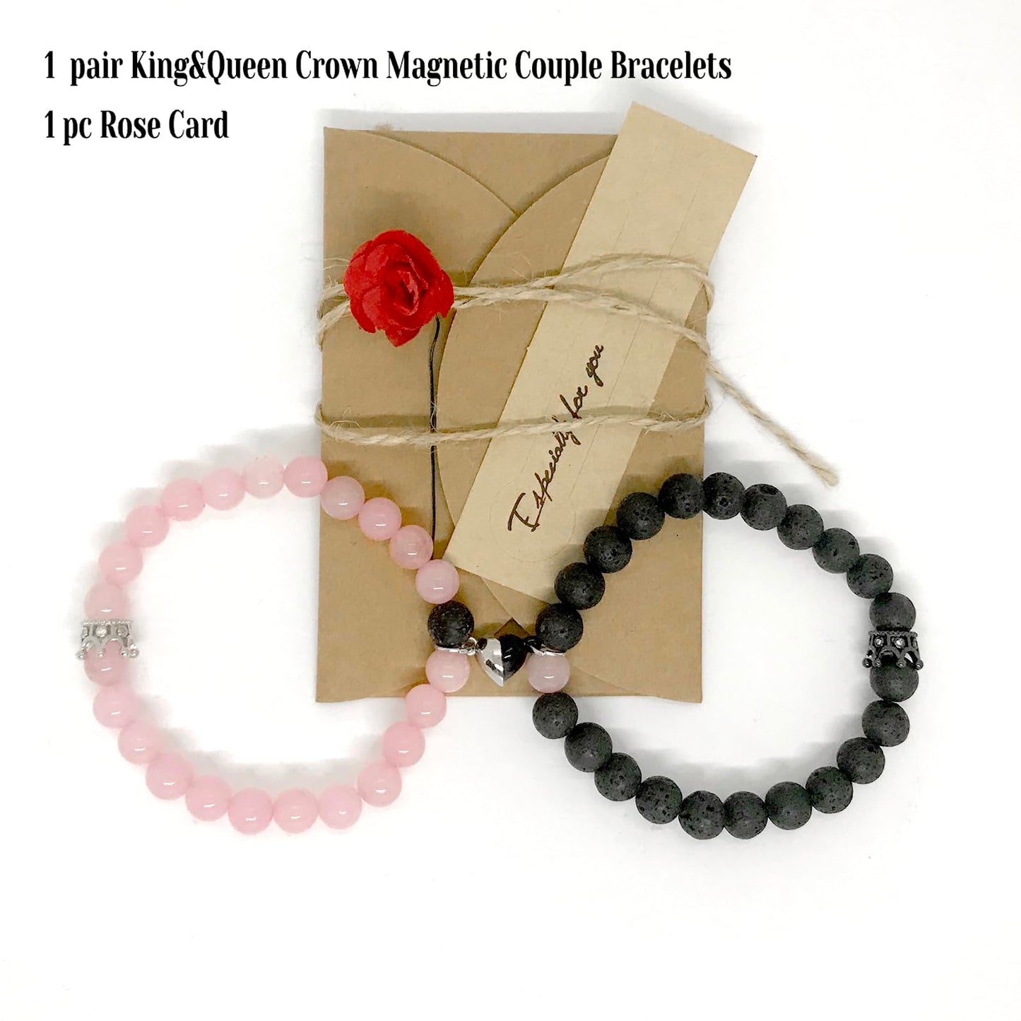 Couples Bracelets King&Queen Crown His and Her Bracelets Heart Matching Bracelets Long Distance Relationship Gifts for Boyfriend and Girlfriend on Anniversary Couples Jewelry for Women Men