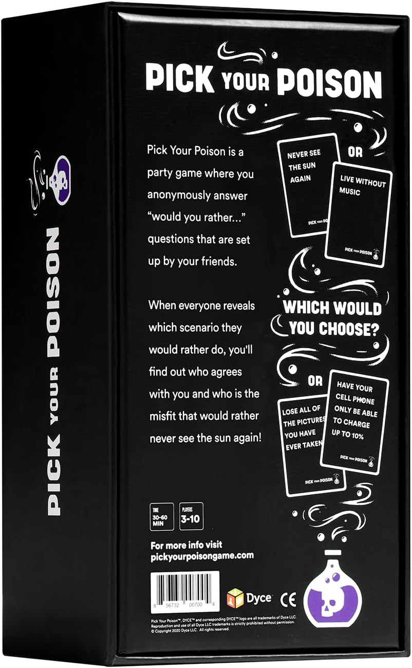 Pick Your Poison Party Game - The “What Would You Rather Do?” Family Card Game - for Kids, Adults, and Families, Great for a Halloween Party or a Fun Game Night with Friends