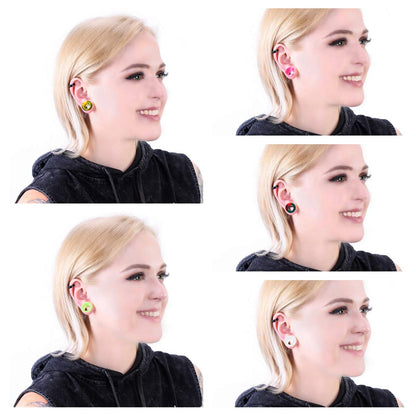 WBRWP 48/32/24/22/20/16/12pcs Ear Tunnels and Plugs - Double Flared Hollow Hard/Soft Silicone Ear Gauges - Ear Expander Stretcher Body Piercing Jewelry 8g-1"