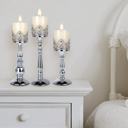 Black Vintage Candle Holder for Table Centerpiece Gothic Candle Stand Set