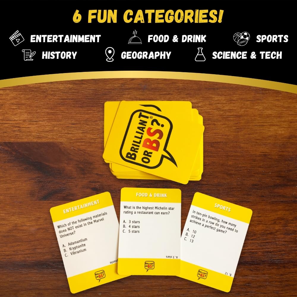 Brilliant or BS? - A Trivia Game for Know-it-Alls and Big Fat Liars - Fun Bluffing Trivia Game for Friends & Family