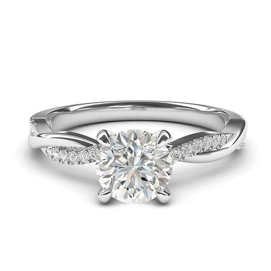 THELANDA Solid 14k White Gold 4-Prong Petite Twisted Vine Simulated 1.0 CT Diamond Engagement Ring Promise Bridal Ring