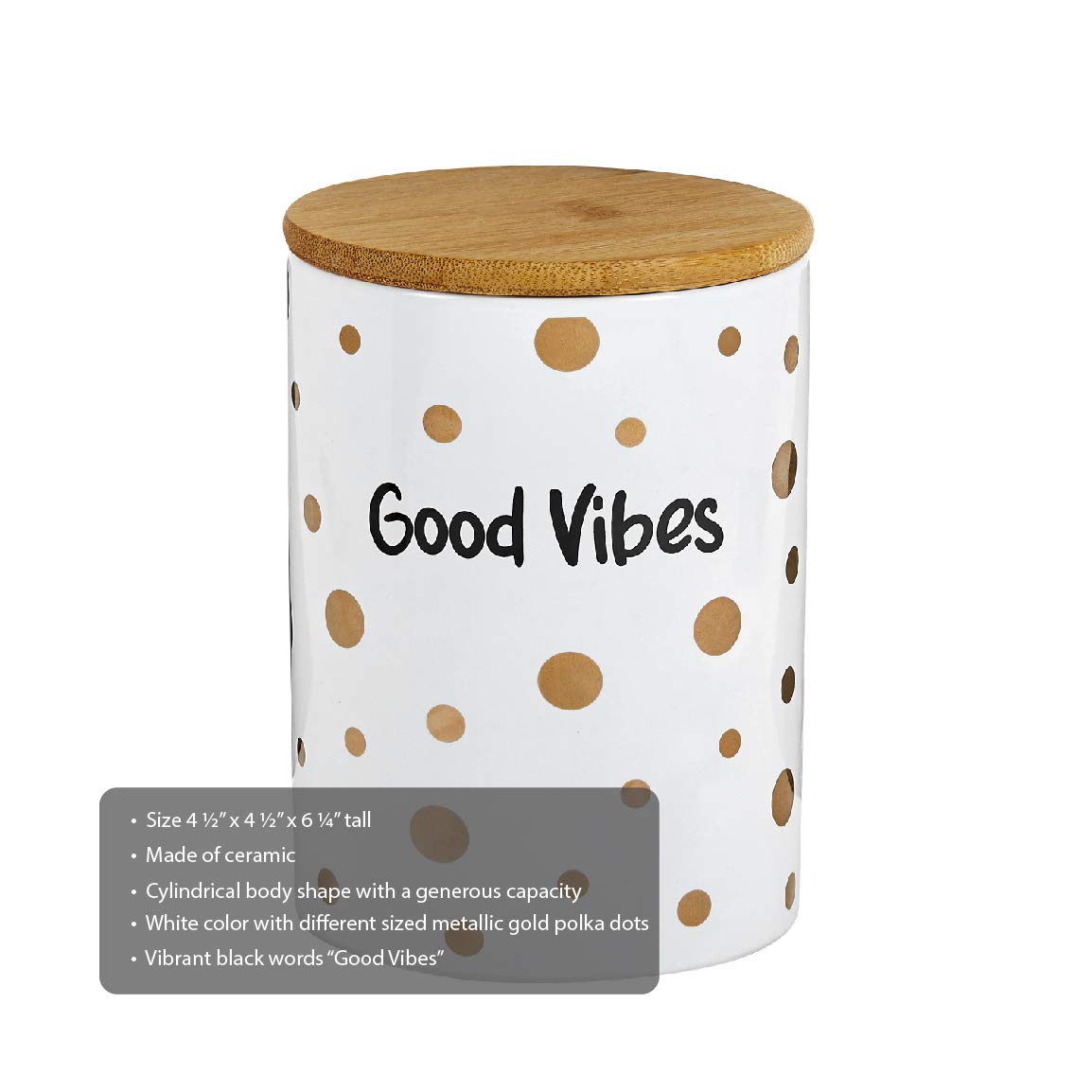 FASHIONCRAFT 88087 Canister Stash Jar, “Good Vibes” Novelty Stash Jar, Black