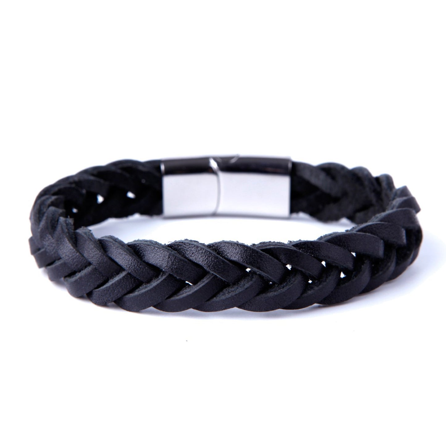 Urban Jewelry Braided Genuine Leather Bracelet with Locking Stainless Steel Clasp (Unique Designs Options)