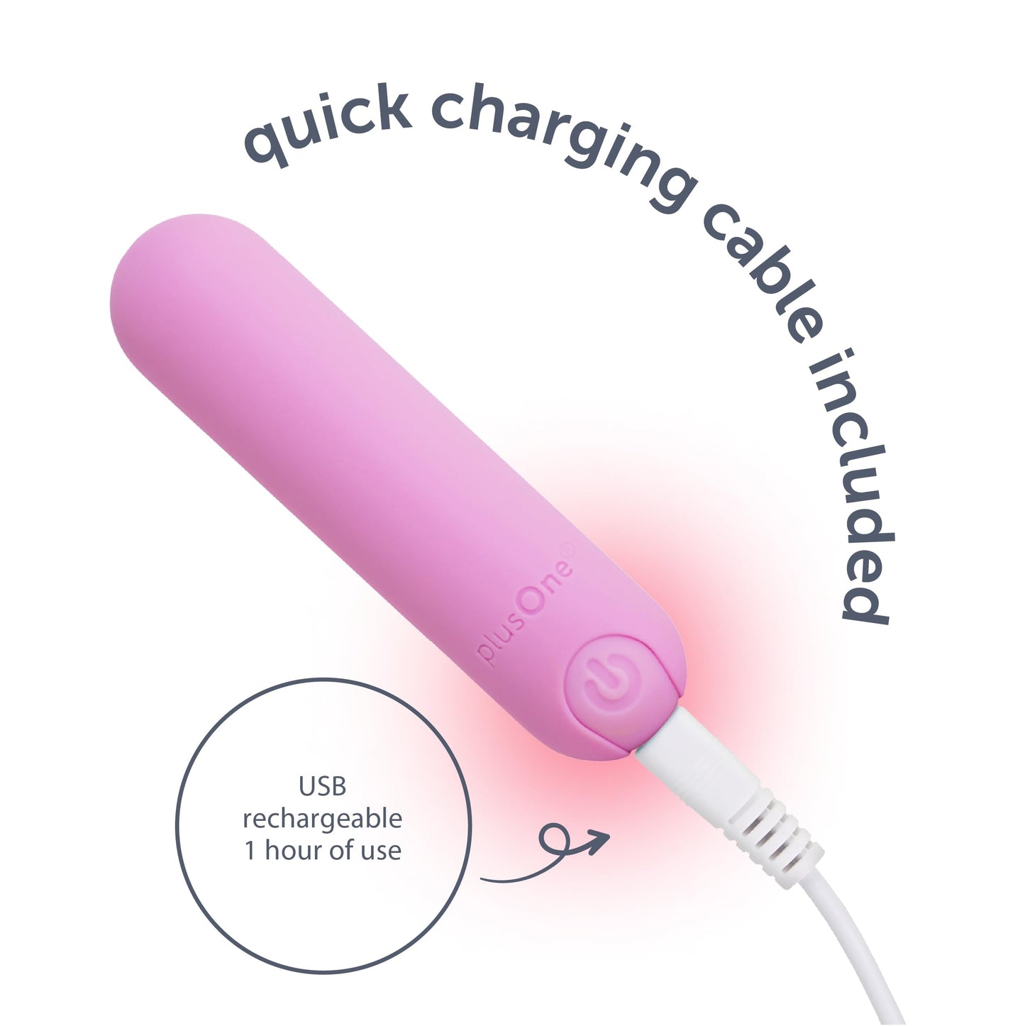 plusOne Bullet Vibrator for Women, Mini Vibrator Made of Body-Safe Silicone, Fully Waterproof, USB Rechargeable, Personal Massager with 10 Vibration Settings, Purple