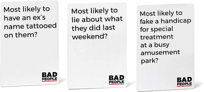 BAD PEOPLE Party Game - White Expansion - 100 New Question Cards for The Hilarious Adult Card Game for Fun Parties & Board Games Night with Your Group - Find Out What Your Friends Really Think of You