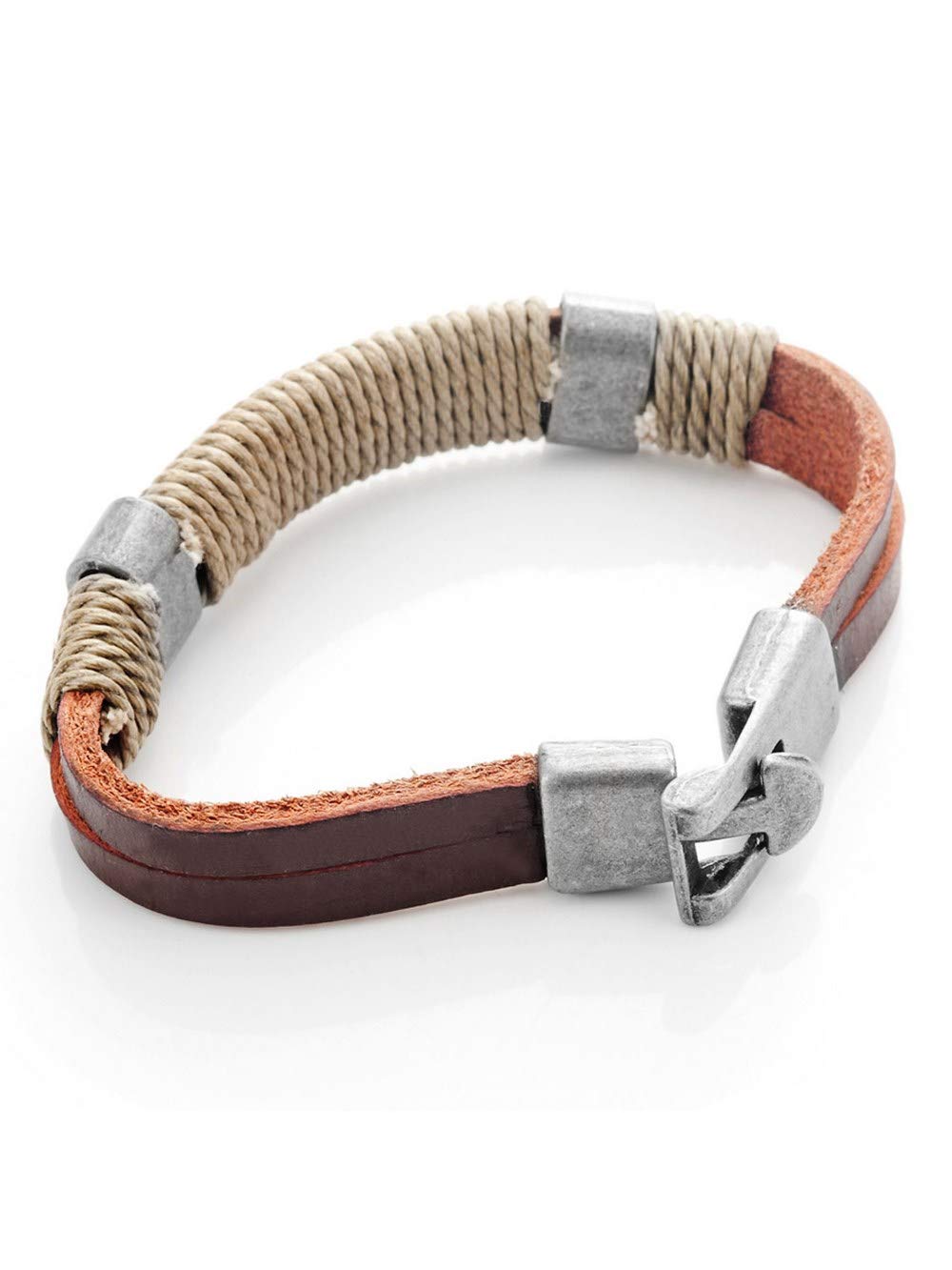 Urban Jewelry Braided Genuine Leather Bracelet with Locking Stainless Steel Clasp (Unique Designs Options)