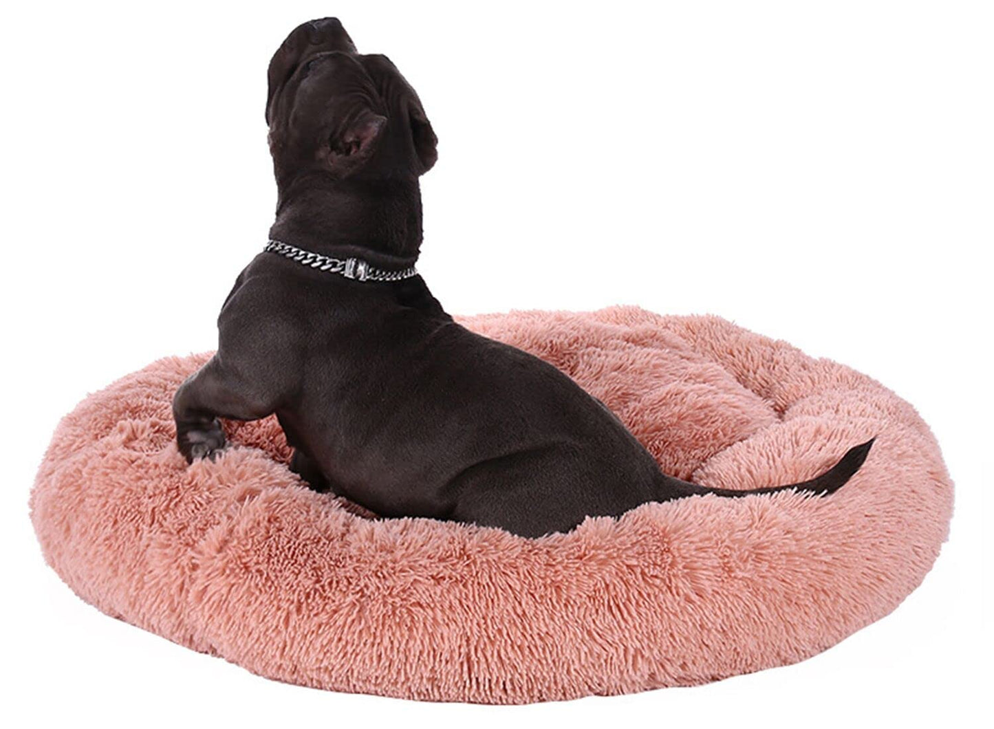 Dog Bed Calming Cat and Dog Beds, 20 inches Beige Cat Bed, Black/Pink/Beige Puppy Bed,Original Calming Donut Cat and Dog Bed in Shag Fur– Machine Washable, Anti Slip Waterproof Bottom