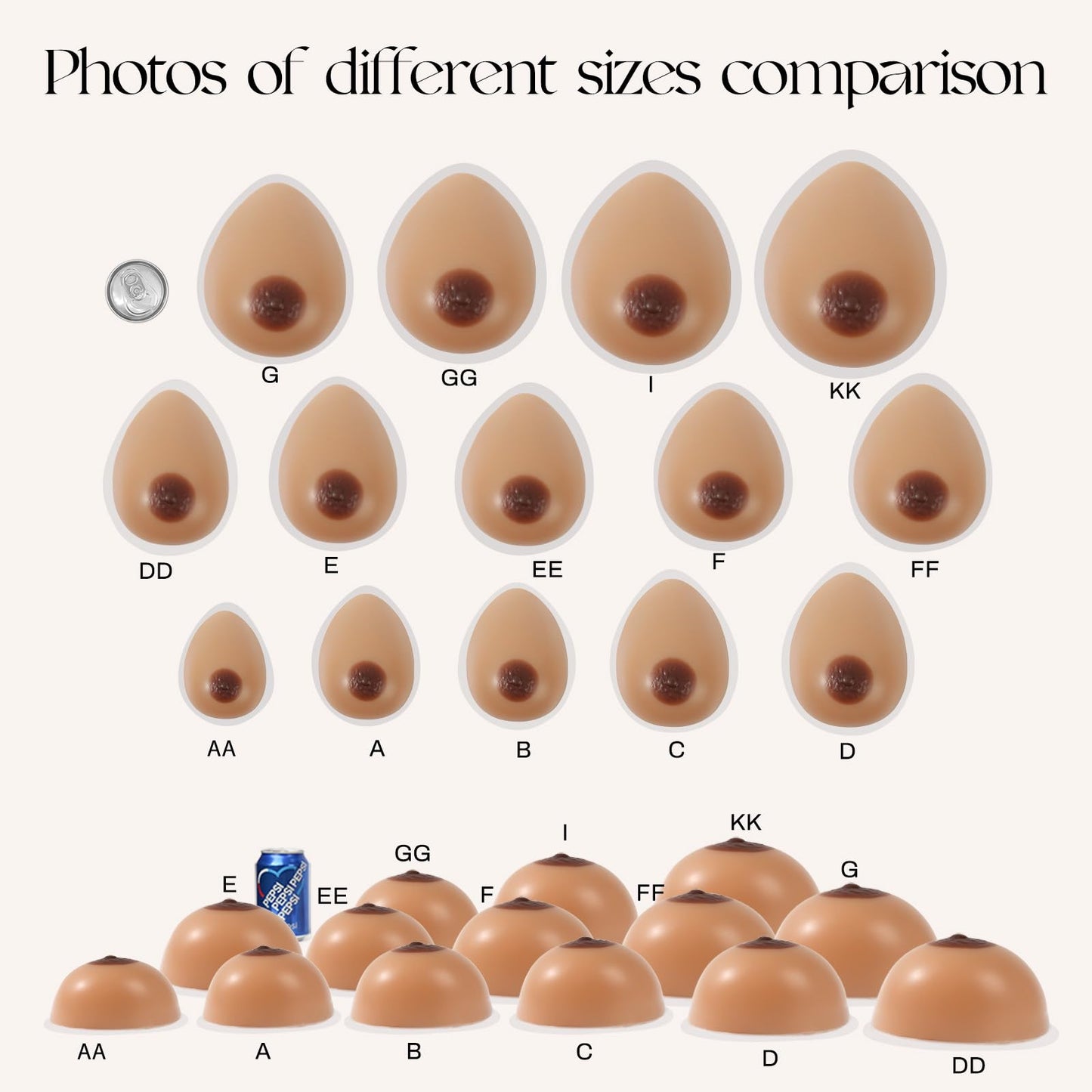 Vollence Self Adhesive Silicone Breast Forms Fake Boobs for Mastectomy Prosthesis Crossdresser Trans gender Cosplay