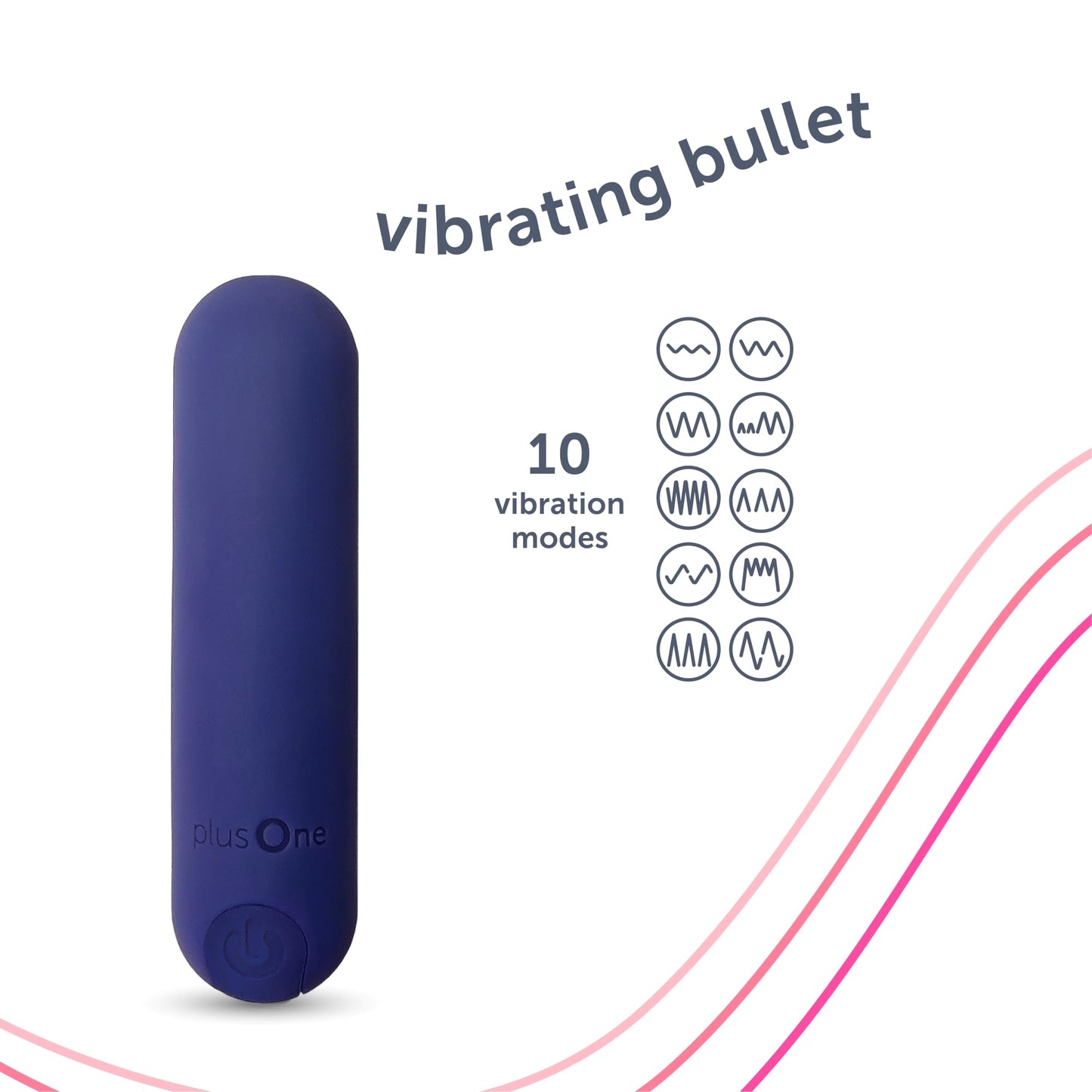 plusOne Bullet Vibrator for Women, Mini Vibrator Made of Body-Safe Silicone, Fully Waterproof, USB Rechargeable, Personal Massager with 10 Vibration Settings, Purple