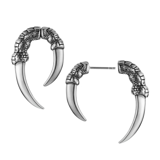 HZMAN Stainless Steel Dragon Claw Stud Earrings for Men Women Gothic Punk Piercing Sharp Claw Earring Jewelry Gift