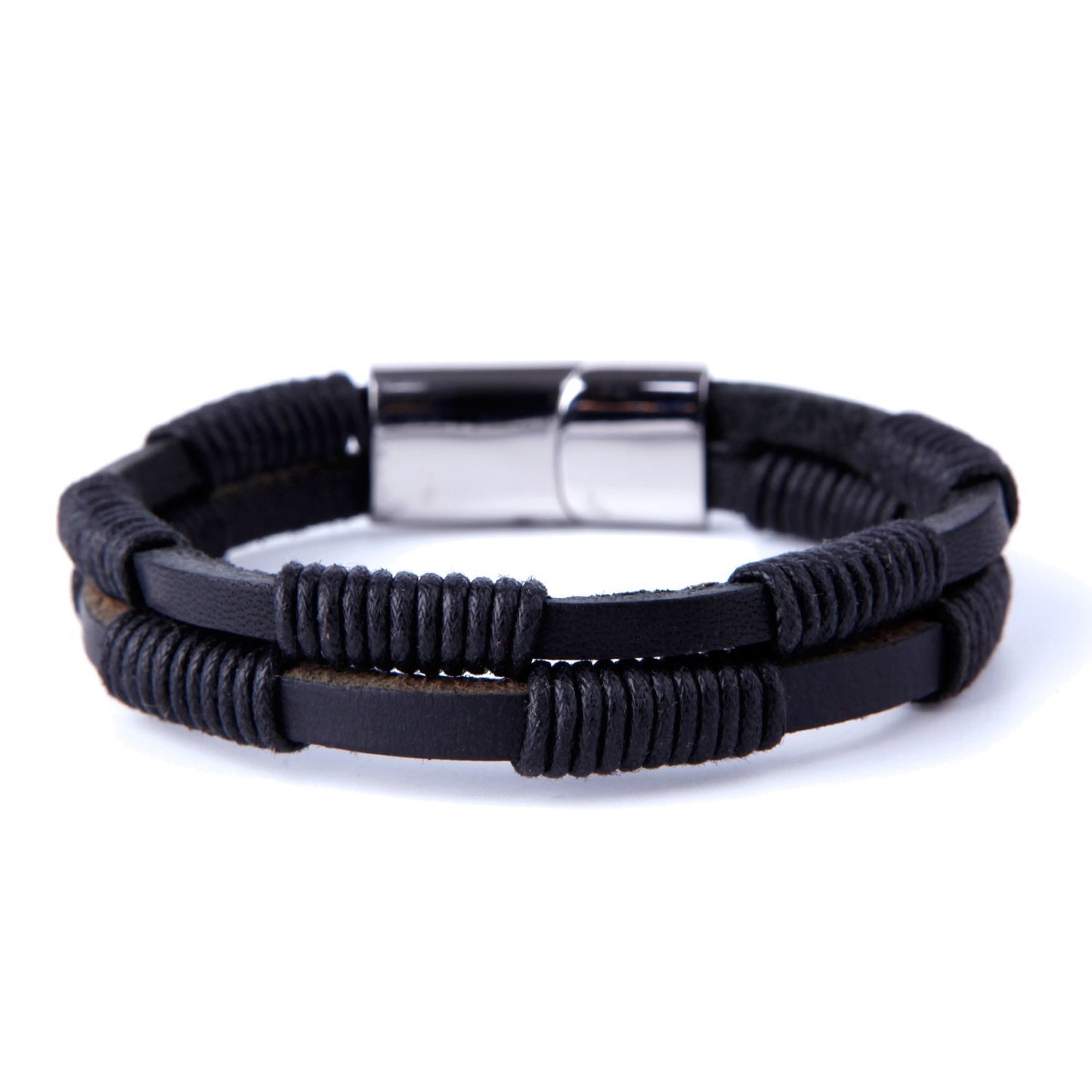 Urban Jewelry Braided Genuine Leather Bracelet with Locking Stainless Steel Clasp (Unique Designs Options)