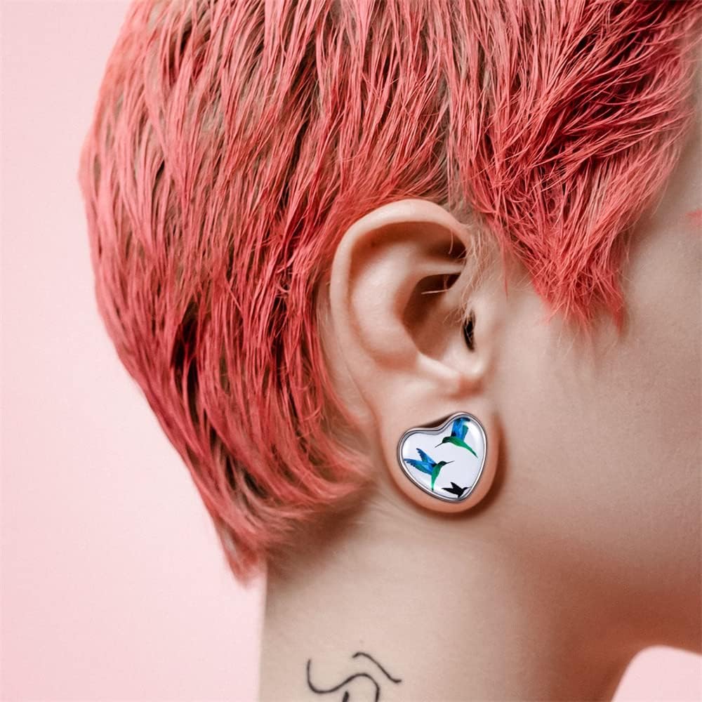 2PCS Stainless Steel Heart Ear Gauges Single Flared Expander Stretching Gauges for Ears