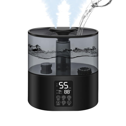 6L Humidifiers for Bedroom Large Room Home, Cool and Warm for Baby and Plants Mist Top Fill Desk Humidifiers Essential Oil Diffuser, Quiet with Adjustable Mist,360°Nozzle-Black