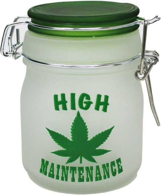 Airtight Glass Storage Jar Medium 3.75" Tall (Frosted Hi Maintenance)