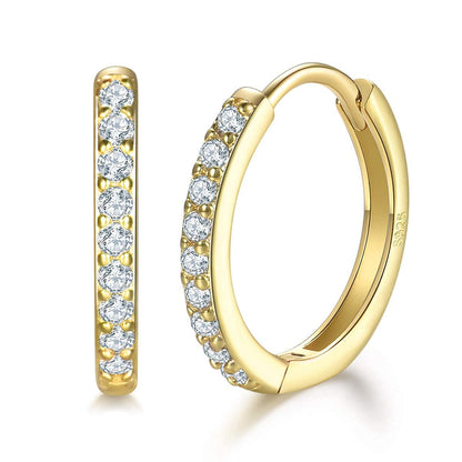 925 Sterling Silver Small Hoop Earrings Cubic Zirconia Huggie Hoop Earrings, 3 Pairs 14K White Gold Plated Cartilage Piercing Earrings Ear Cuff Tiny Hoop Earrings for Women Men