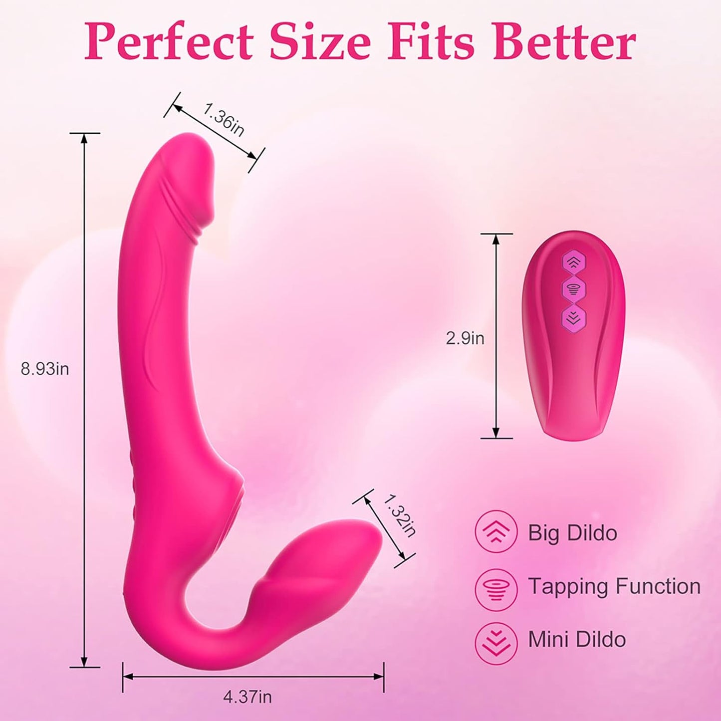 Strapless Strap-On G-Spot Dildo Vibrator with 10 Modes & Remote Control, Dreamyslut Anti-Slip Silicone Realistic Double-Ended Vibrating Butt Plug, Adult Anal Sex Toys for Women Lesbians Couples