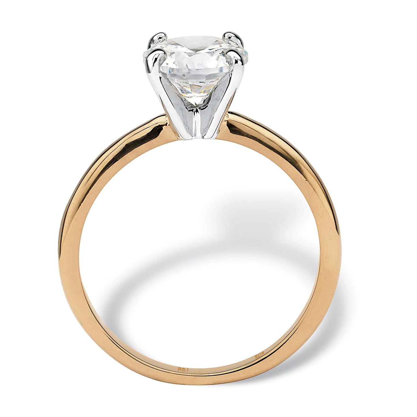 PalmBeach Yellow Gold-plated Platinum-Plated or Silvertone Round Cubic Zirconia Solitaire Engagement Ring Sizes 5-10