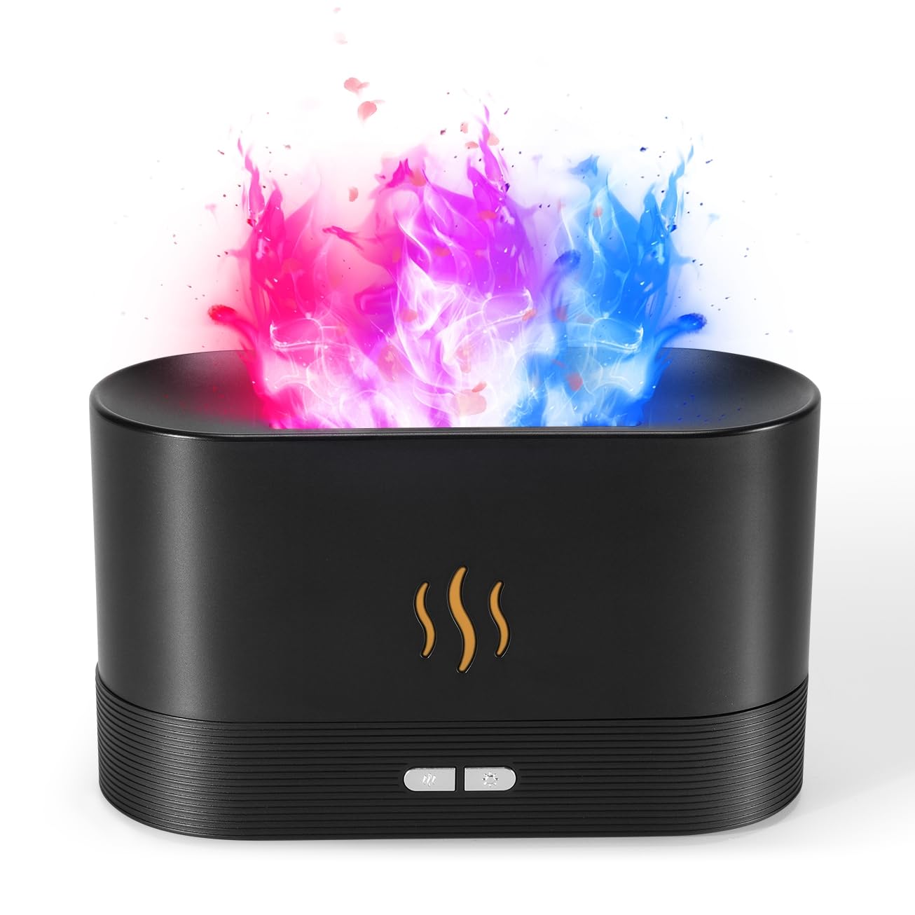 Colorful Flame Air Aroma Diffuser Humidifier, Upgraded 7 Flame Colors Noiseless Essential Oil Diffuser for Home,Office,Yoga with Auto-Off Protection 180mL (8Hours Black)